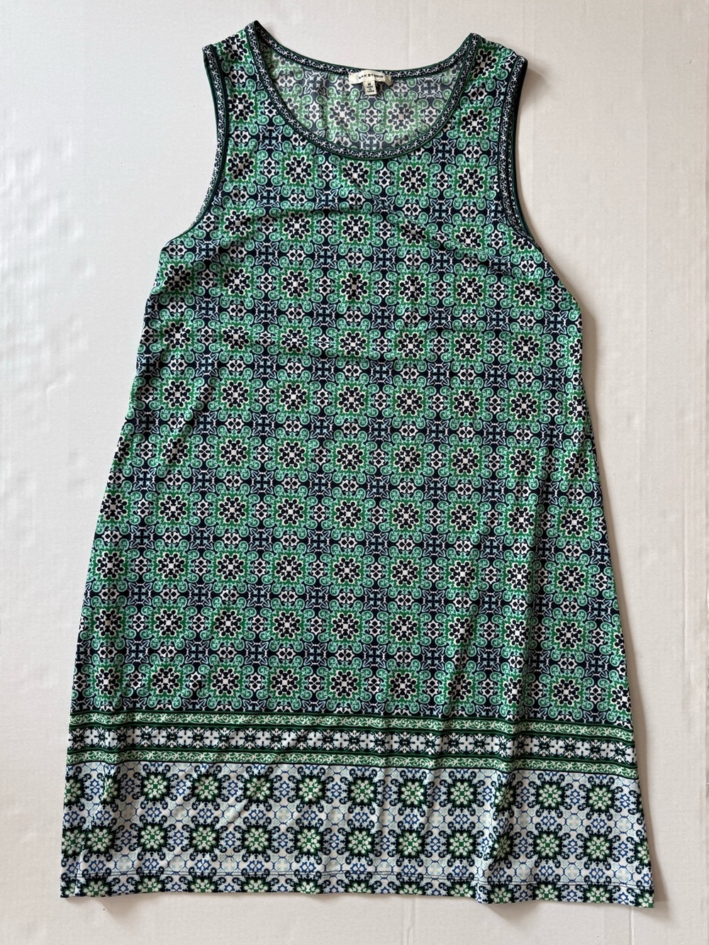 Max Studio Green Geo Print Sleeveless Summer Dress